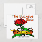 Carte Postale Ohio Buckeye State Red Carnation (Devant / Derrière)