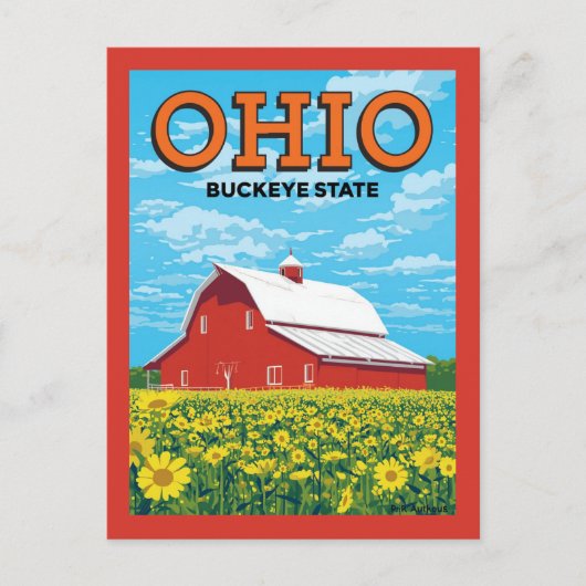 Carte Postale Ohio Buckeye State Vintage Barn (Devant)