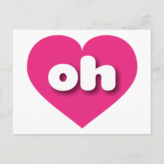 Carte Postale Ohio coeur rose chaud - J'aime oh (Devant)