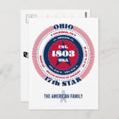 Carte Postale Ohio, Columbus, OH, Patriotique, Monogramme (Devant / Derrière)
