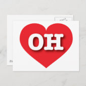 Carte Postale Ohio Red Heart - J'aime OH (Devant / Derrière)