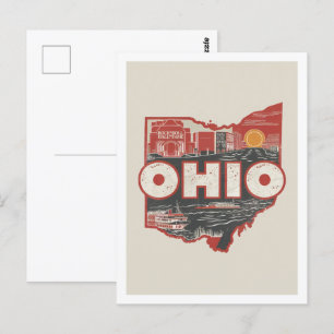 Carte Postale Ohio Retro Voyage Design Icone États-Unis