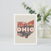Carte Postale Ohio Retro Voyage Design Icone États-Unis (Debout devant)