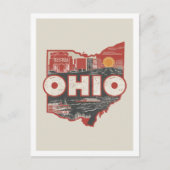 Carte Postale Ohio Retro Voyage Design Icone États-Unis (Devant)