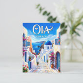 Carte Postale Oia Allée du Marbre Grèce (Debout devant)