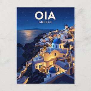 Carte Postale Oia la nuit Grèce