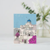 Carte Postale Oia Santorini Île Grèce Illustration lunaire (Debout devant)