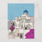 Carte Postale Oia Santorini Île Grèce Illustration lunaire (Devant)