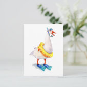 Carte Postale Oie blanche en snorkeling (Debout devant)