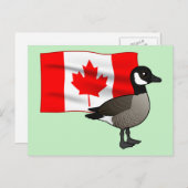 Carte Postale Oie canadienne et drapeau (Devant / Derrière)