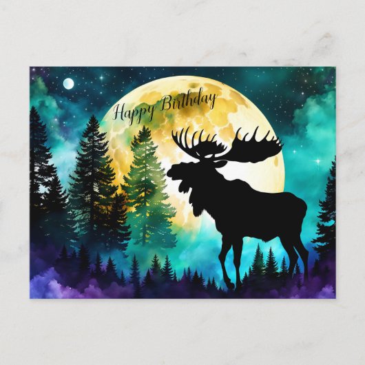Carte Postale Oie dans la forêt Pleine lune (Devant)