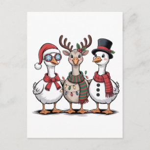 Carte Postale Oie portant un chapeau de Père Noël Amoureux de l'