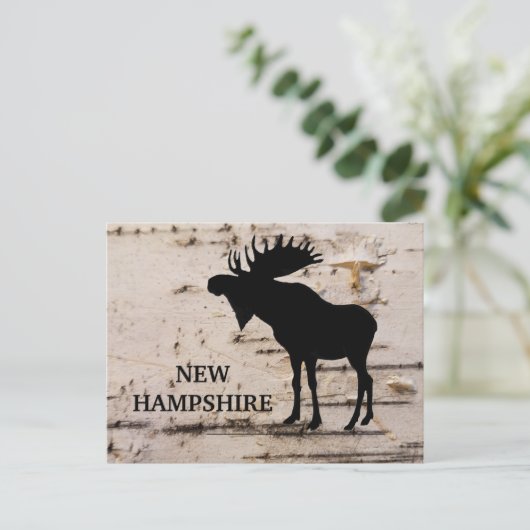 Carte Postale Oie silhouette noire sur écorce de bouleau (Debout devant)