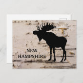 Carte Postale Oie silhouette noire sur écorce de bouleau (Devant / Derrière)