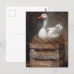 Carte Postale Oie sur une peinture nivale