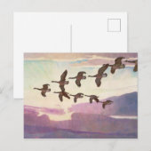 Carte Postale Oies du Canada au printemps par Newell Convers Wye (Devant / Derrière)