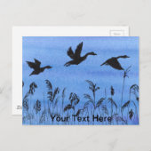 Carte Postale Oies en vol (Devant / Derrière)