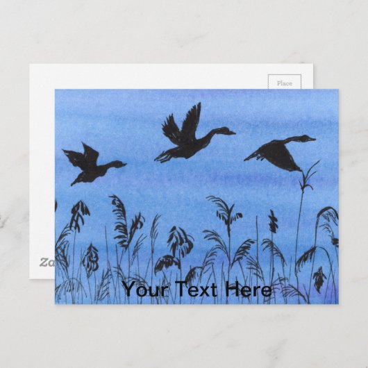 Carte Postale Oies en vol (Devant / Derrière)