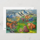 Carte Postale Oies et ours (Devant / Derrière)