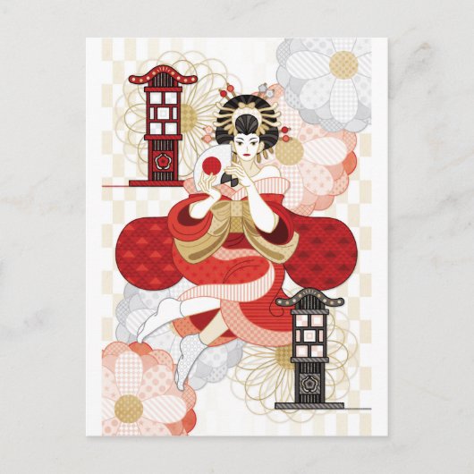Carte Postale Oiran et Andon (Devant)