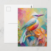 Carte Postale Oiseau à poitrine rouge à bec rose (Devant / Derrière)