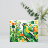 Carte Postale Oiseau Abstrait Se Trouvant Sur Une Branche (Debout devant)