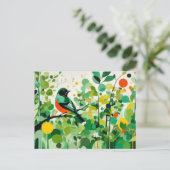 Carte Postale Oiseau Abstrait Se Trouvant Sur Une Branche (Debout devant)