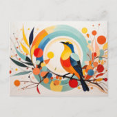 Carte Postale Oiseau Abstrait Se Trouvant Sur Une Branche (Devant)