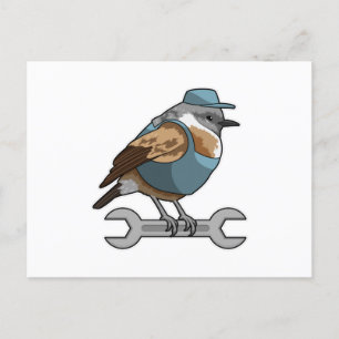 Carte Postale Oiseau artisan avec clé