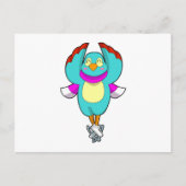 Carte Postale Oiseau au patinage sur glace avec patins sur glace (Devant)