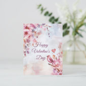 Carte Postale Oiseau aux fleurs et coeur La Saint Valentin (Debout devant)