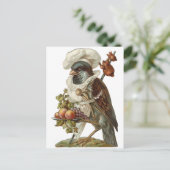 Carte Postale Oiseau avec nourriture et chef Casquette (Debout devant)