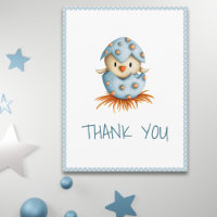 Oiseau Bébé Bleu Fantaisiste Éclosion Remerciement