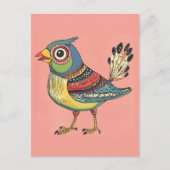 Carte Postale oiseau blanc coloré (Devant)