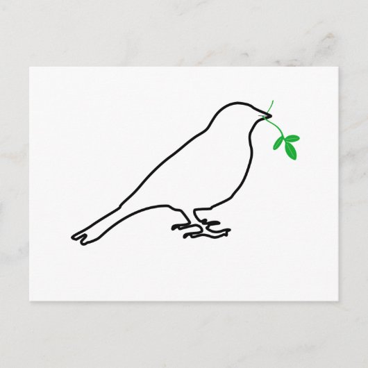 Carte postale Oiseau blanc et Twig (Devant)