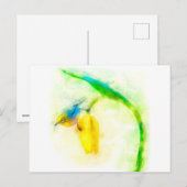 Carte Postale Oiseau blanc japonais à l'aquarelle de tulipe (Devant / Derrière)