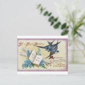 Carte Postale Oiseau Bleu Anniversaire (Debout devant)