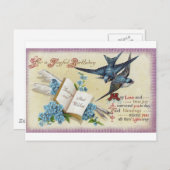 Carte Postale Oiseau Bleu Anniversaire (Devant / Derrière)