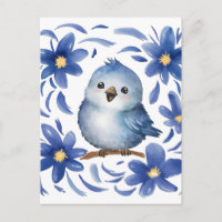 Oiseau bleu avec des fleurs