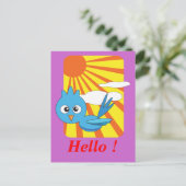 Carte Postale Oiseau bleu avec soleil (Debout devant)