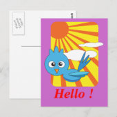 Carte Postale Oiseau bleu avec soleil (Devant / Derrière)