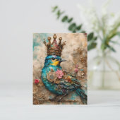 Carte Postale Oiseau bleu dans une couronne (Debout devant)