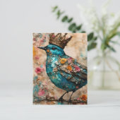 Carte Postale Oiseau bleu dans une couronne (Debout devant)