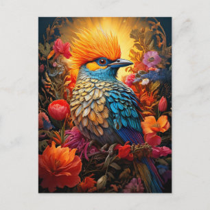 Carte Postale Oiseau Bleu de Nature Fantaisiste No 2