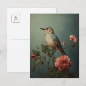 Carte Postale Oiseau bleu du matin (Devant / Derrière)
