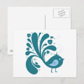 Carte Postale oiseau bleu élégant (Devant / Derrière)