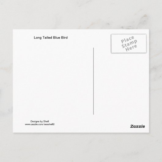 Carte Postale Oiseau bleu long à queue (Dos)