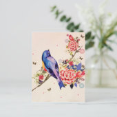 Carte Postale Oiseau bleu or Parties scintillant à papillon flor (Debout devant)