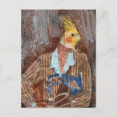 Carte Postale Oiseau calopsitte aux ailes déployées en technique (Devant)