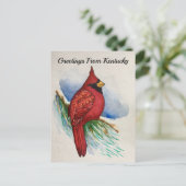 Carte Postale Oiseau cardinal de l'État du Kentucky couleur de l (Debout devant)